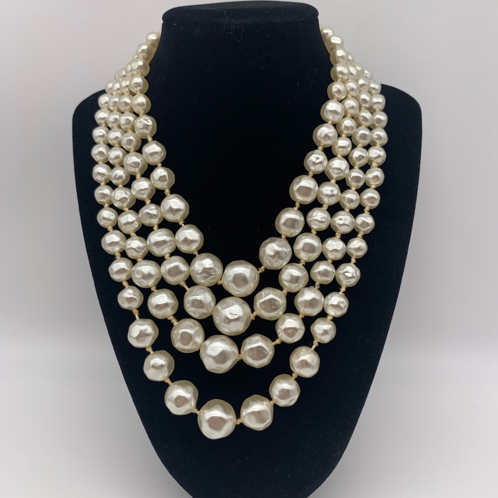 Multi strand pearl necklace